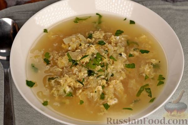 Яичный суп с пекинской капустой